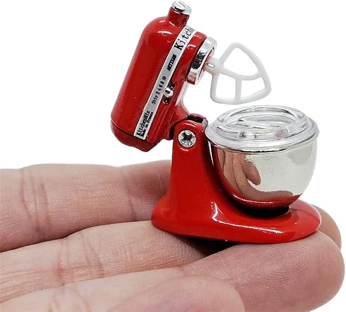 ChangThai Design Tiny 1¼" High Red Bread Dough Mixer Kneader Machine Movable Figurine Steel and Resin Miniature Decoration Accessories Replica Decorative Collectible Figurines Home Décor Gifts
