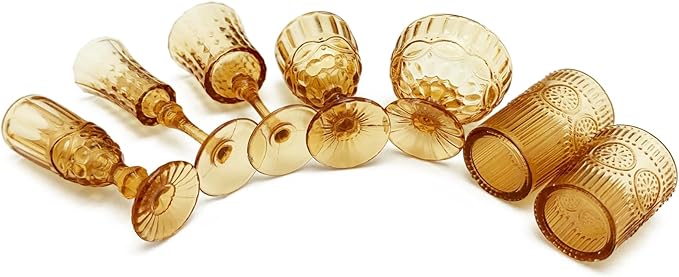 PRETTYLIFE 7PCS Miniature Dollhouse Cups Mini Ice Cream Wine Glass Water Drink Cups Set for DIY 1:6 Miniature Kitchen Accessories Micro Scene Decor (Brown)