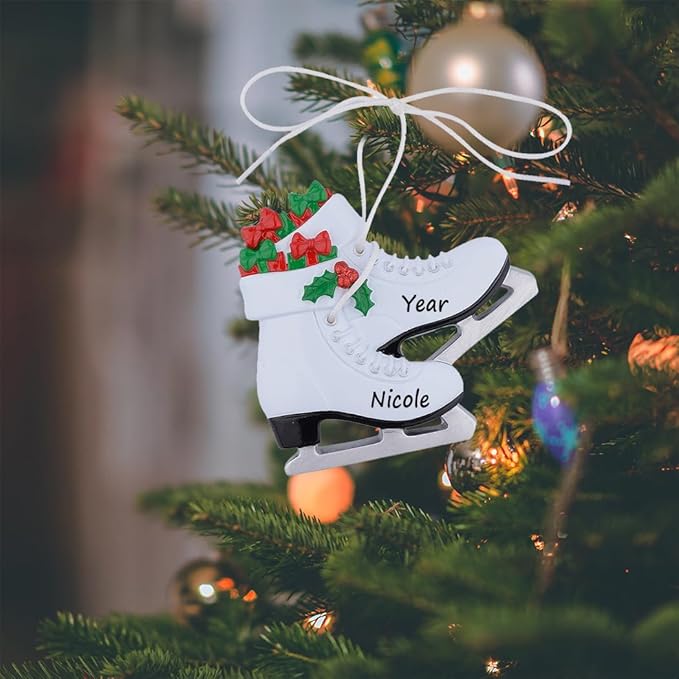 Girl's Ice Skating Shoes Personalized Christmas Ornament Figure Skate Christmas Keepsake Gifts for Ice Hockey Players