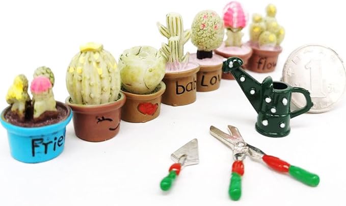 Cayway 16 PCS Mini Dollhouse Set - Garden Tools, DIY Miniature Fairy House Set