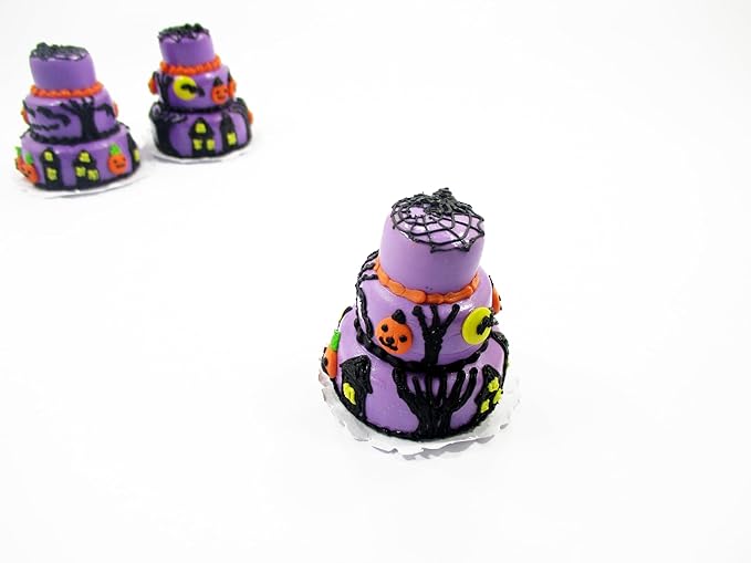New Dollhouse Miniature Food 3 Layer Halloween Cake Seasonal Sweet Cake 15993