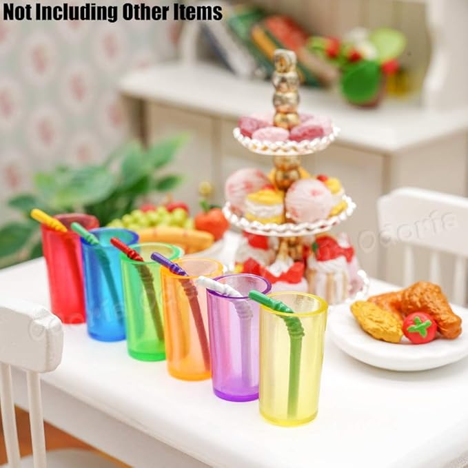Odoria 1/12 Miniature Glasses and Straws 12Pcs Dollhouse Decoration Accessories