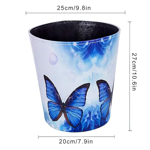 Scakbyer 10L/2.64 Gallon PU Leather Trash Can Decorative Waterproof Wastebasket Paper Basket Garbage Bin for Home Office Bathroom