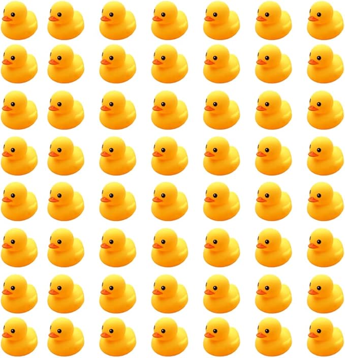 50PCS Super Mini Rubber Duck Bath Duck Toys for Toddlers Boys Girls,Squeak and Float Rubber Ducks in Bulk Baby Shower Duck Decorations Party Favors (1.6'')