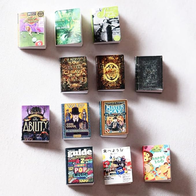 Dollhouse Decoration Accessories, 1:12 Dollhouse Ornament 12 Pcs Mini Color Magazine Book