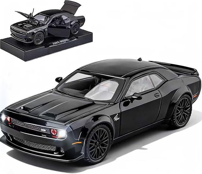 Toy Car Model 1/32 Challenger Hellcat Alloy Model Car with Light and Sound Collectible Model Cars Pull Back Toy Vehicles for Boys Children Age 3 + Year Old