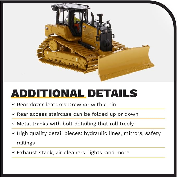 Diecast Masters CAT Caterpillar D6 XE LGP Track Type Tractor Dozer with VPAT Blade and Operator High Line Series 1/50 Diecast Model 85554