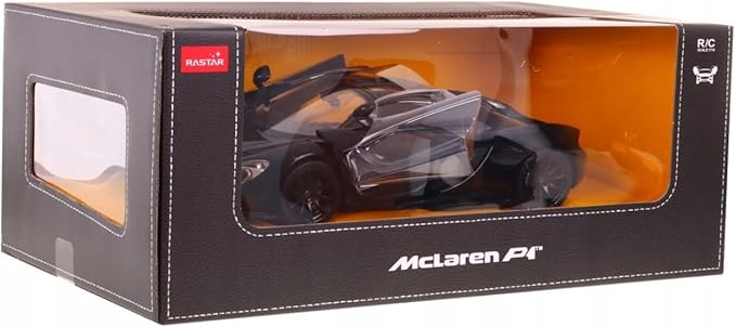 PowerTRC Officially Licensed McLaren P1 1:14 Scale Model Supercar with Functional Lights | Realistic Open Doors & Push Button Features | Sleek Black Design