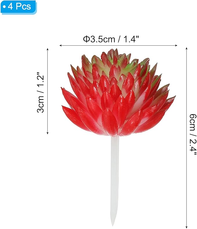 PATIKIL Mini Artificial Succulents, 4 Pack Unpotted Faux Succulent Picks Fake Succulent Plants for Home Landscape Decoration, Red Green