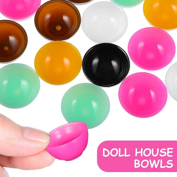 25pcs Miniature Bowls Dollhouse Dish Model Mini Kitchen Accessories Toys Colorful Tiny Plate for Play Food Toy