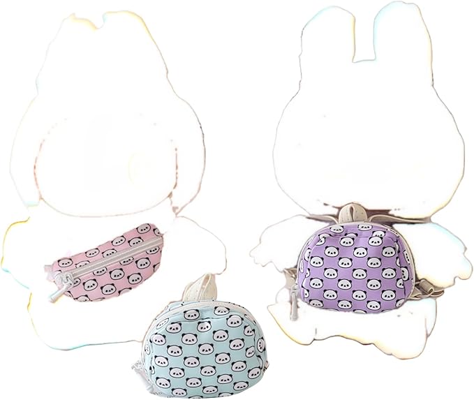 Bag Accessories for Lu bubu 17cm Dolls, Mini Doll Backpack Decoration for Dolls, Cute Fashion Cartoon Panda Backpack Outfit Accessory for 1st/2nd/3rd Gen 17cm Doll Pink