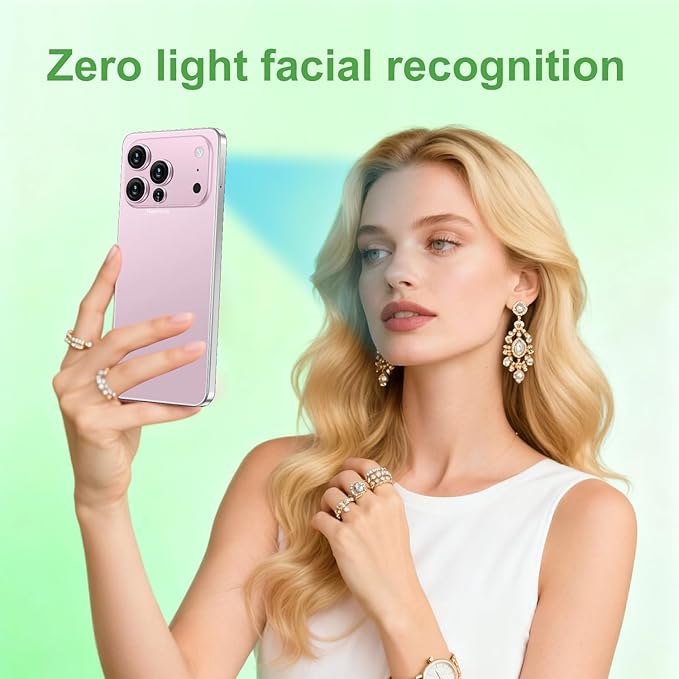 Huness I17PROMAX Smartphone Unlocked Cell Phone,6.99" HD Screen Unlocked Phone,16+512GB Android 15 Battery 7000mAh,Face ID/Dual SIM/5G/Fingerprint Button Unlock/Photos/GPS (Pink, 16+512G)
