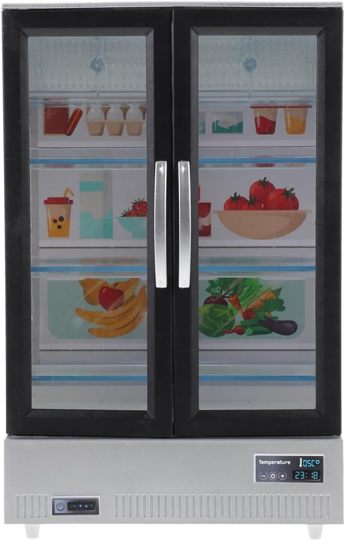 Zerodeko 1PC Dollhouse Refrigerator Model, Simulation Miniature Plastic Fridge, Portable Fridge Refrigerator Freezer Decor Accessories for Dollhouse