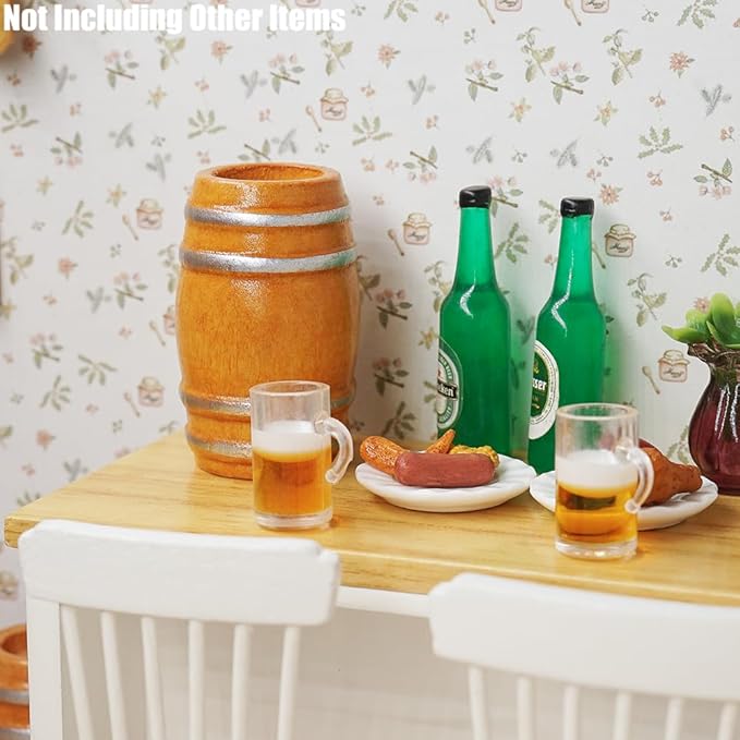Odoria Dollhouse Beer Barrel Miniature: 1/12 Scale Aging Wine Whiskey Barrels for Rustic Garden Farmhouse Vintage Restaurant Bar - Mini Drinking Liquor Alcohol Props DIY Craft 3Pcs
