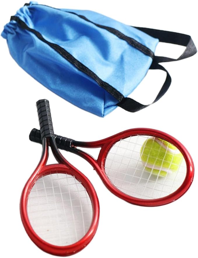 TTETTZ 1:6 Dollhouse Miniature Tennis Racket Set Sports Toy Model