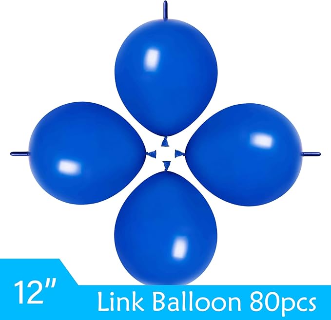 ADIDO EVA Link Balloons 6 Inch Blue Latex Quick Linkale Balloon 80 Pcs for Birthday, Halloween, Christmas, Party Festival Decorations