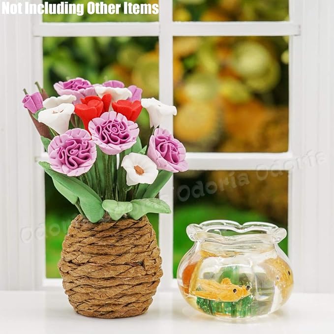 Odoria 1/12 Miniature Plants and Flowers Dollhouse Decoration Accessories