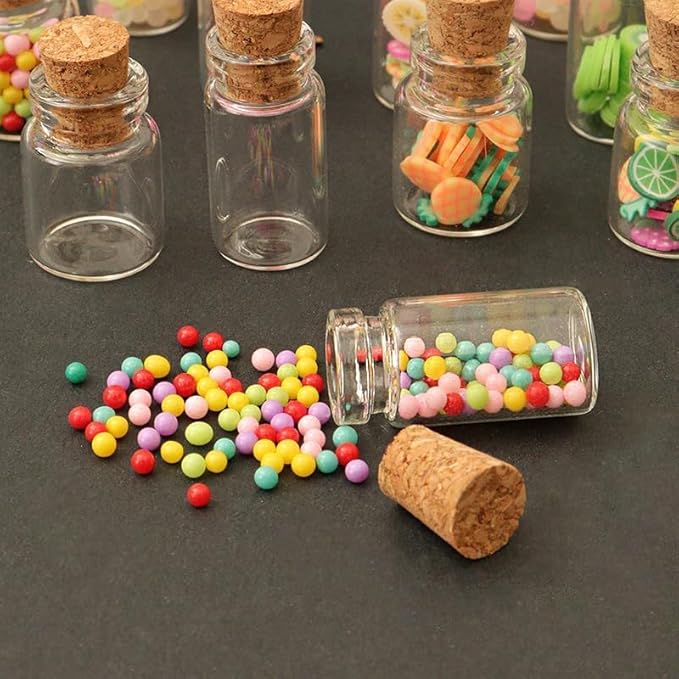 10Pcs Dollhouse Glass Jars Miniature: 1/12 Scale Glass Bottles Food Container for Kitchen Restaurant - Mini Canister Empty with Cork，Dollhouse Decor，Dollhouse DIY Accessories