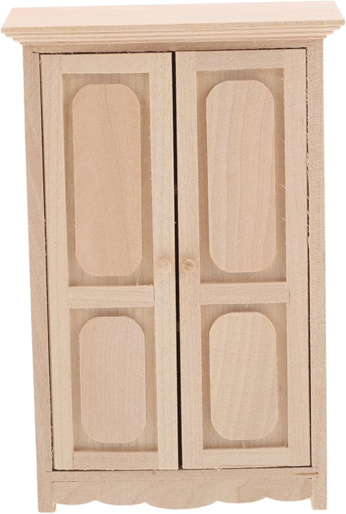 Dollhouse Miniature Wooden Cabinet Storage Shelves Vintage-Style Furniture for Scale Dollhouse Decoration for Collectible Display and Room Decor