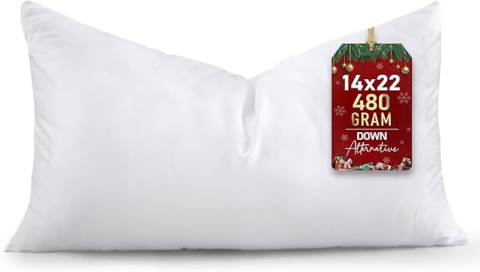 Utopia Bedding Throw Pillows (Set of 1, White) – 14 x 22 Inches Down Alternative Pillows for Bed, Sofa, and Couch - Fluffy Decorative Stuffer Pillow for Indoors & Outdoors