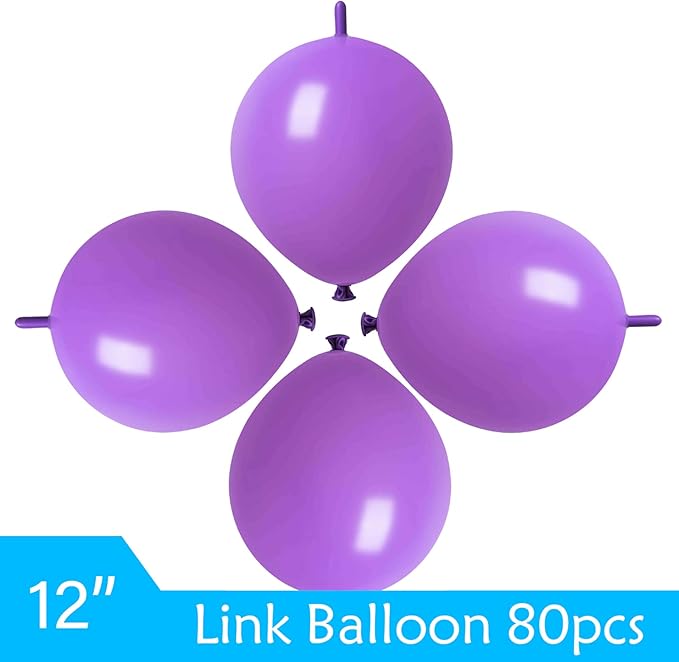 ADIDO EVA Link Balloons 6 Inch Purple Latex Quick Linkale Balloon 80 Pcs for Birthday, Halloween, Christmas, Party Festival Decorations