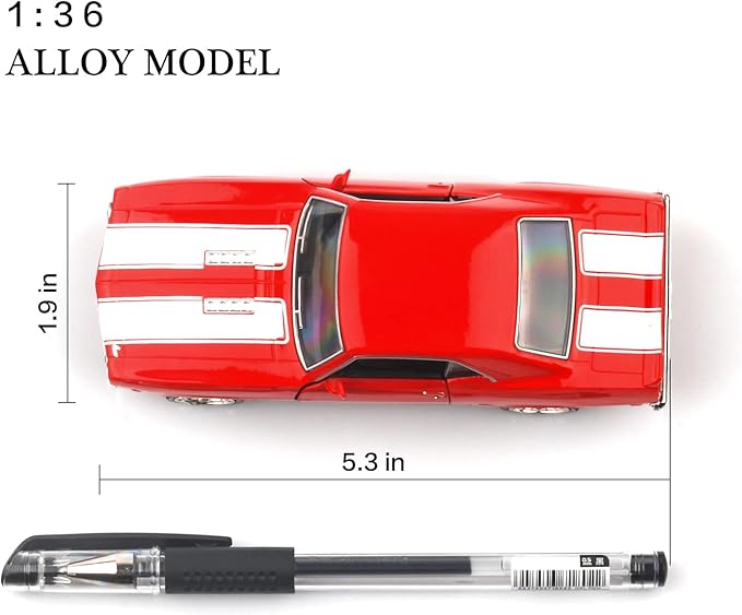 1/36 Scale Diecast Cars,1969 Camaro SS Cars Models,Pull Back Vehicles Toy Cars,Cars Gifts for Boys Girls (Red)