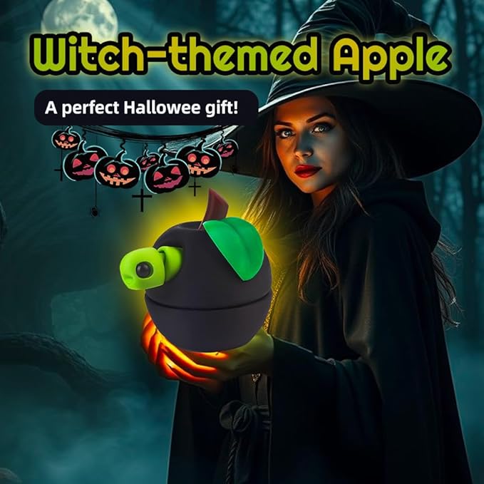 3D Printed Apple Container with Worm Flexi Inside,3D Printed Animals Toys,STEM Educational Toy for Nature Learning,Fun Sensory Fidget Toy for Kids, Unique Fun Decoration (Black)