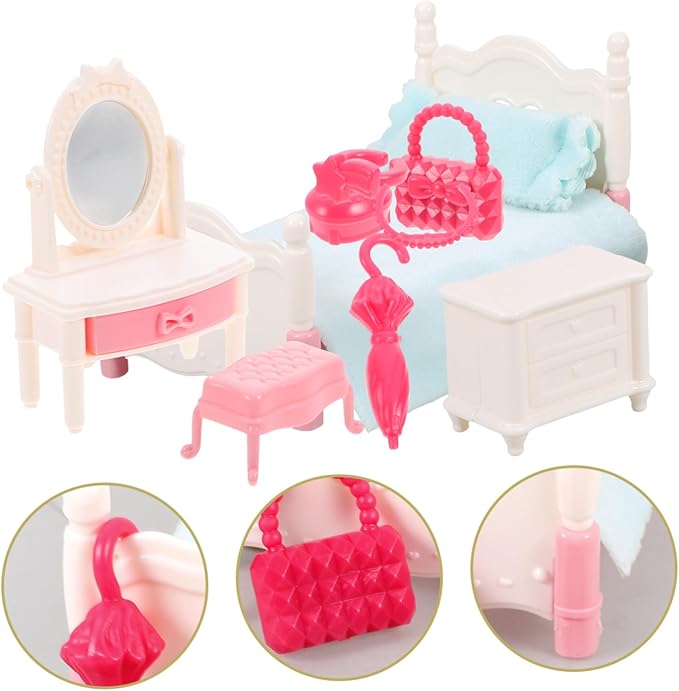 HEMOTON 1set Miniature Bedroom Furniture for Dollhouse Cute DIY Scene Prop High-Detail Design and Safe Material for Creative Role Play and Family Fun