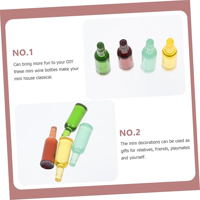 LRXIYODE 24pcs Miniature Wine Bottles for Dollhouse Decor Resin Mini Bottle Models Accessories for Miniature House Scenes and Craft Projects