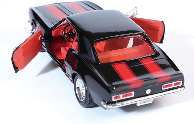 1967 Chevy Camaro Z28 Alloy Collector Model - 1:18 Scale Racing Legend Replica with Full Function Design - Iconic American Muscle Car Masterpiece - Collector's Display Set（Black）