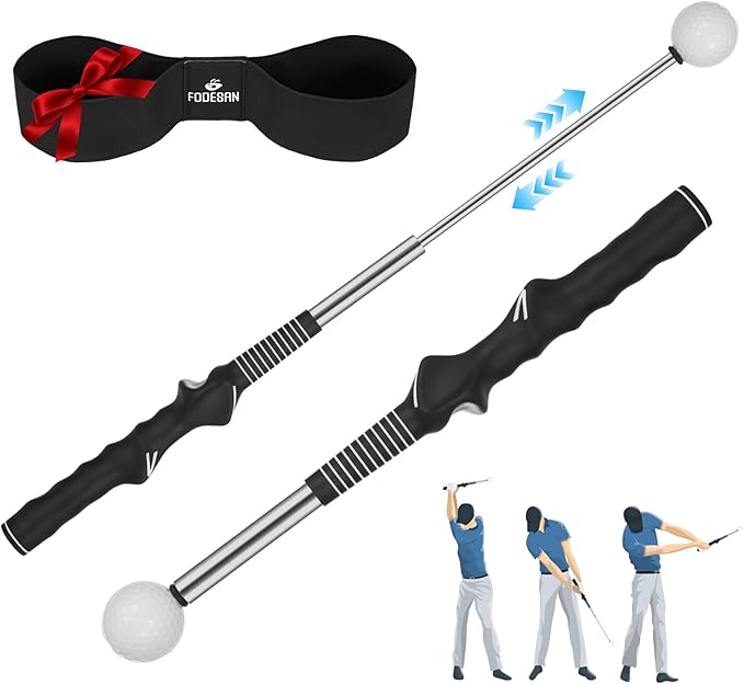 FODESAN Retractable Golf Swing Trainer – Enjoy Swinging Anytime, Anywhere,Training Aid for Grip Correction, Click Feedback & Arm Connection, for Right & Left-Handed Golfers, Indoor & Outdoor Practice