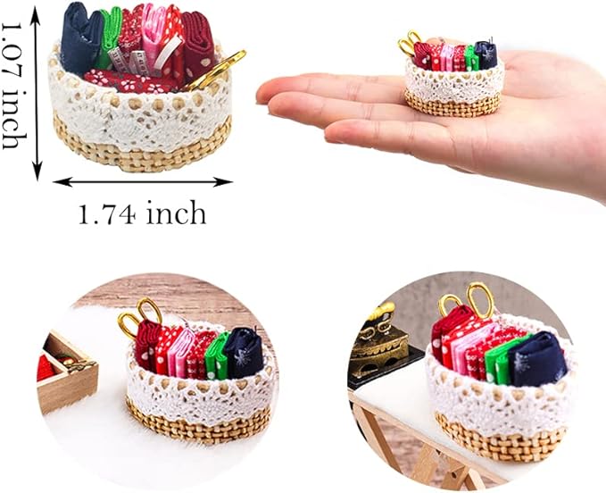 1 :12 Scale Miniature Sewing House Scene Model Accessories Simulation Vintage Sewing Machine, Sewing Box, Ironing Board