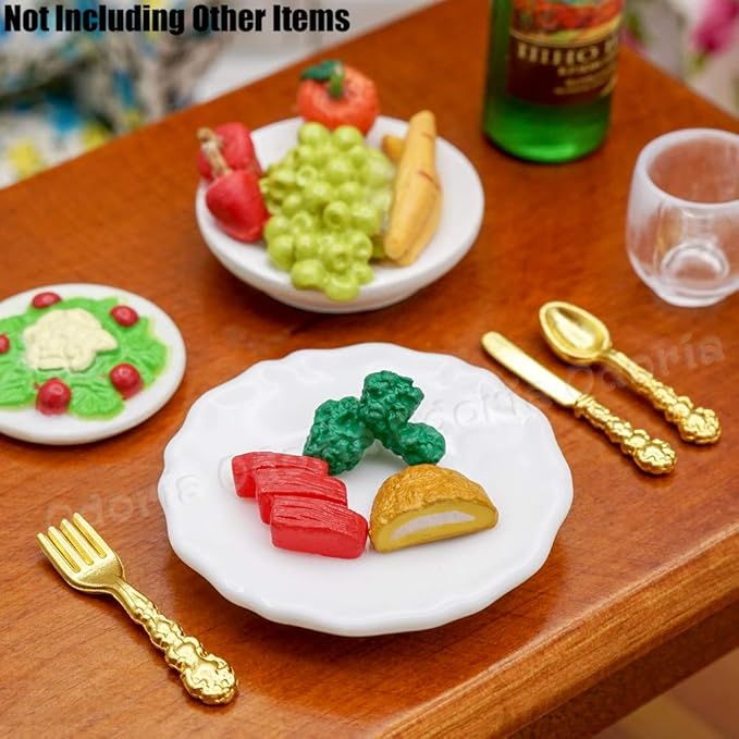Odoria 1/12 Miniature Dish Plates 4Pcs Dollhouse Decoration Accessories