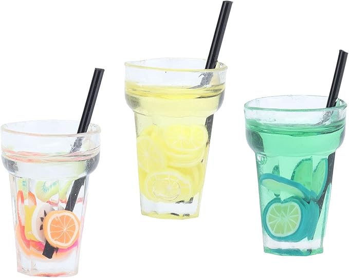 9Pcs 1:12 Miniature Dollhouse Juice Drink Cups Colourful Simulation Drink Wine Glass Model for Mini House Dining Hall Decoration