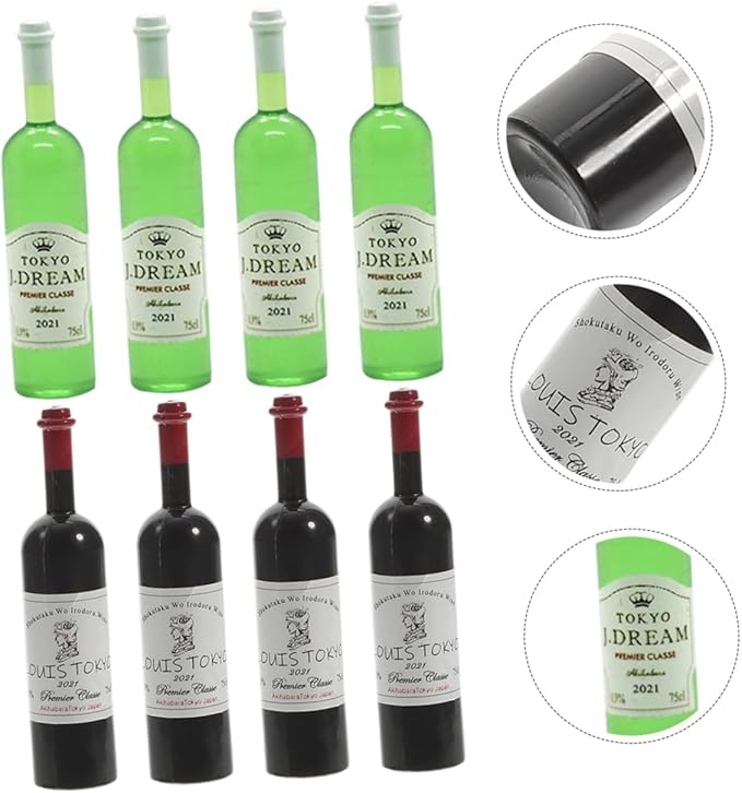 KOMBIUDA 12pcs Miniature Wine Bottles Realistic Tiny House Decorations for Dollhouse for Miniature Collectors and Photography Props
