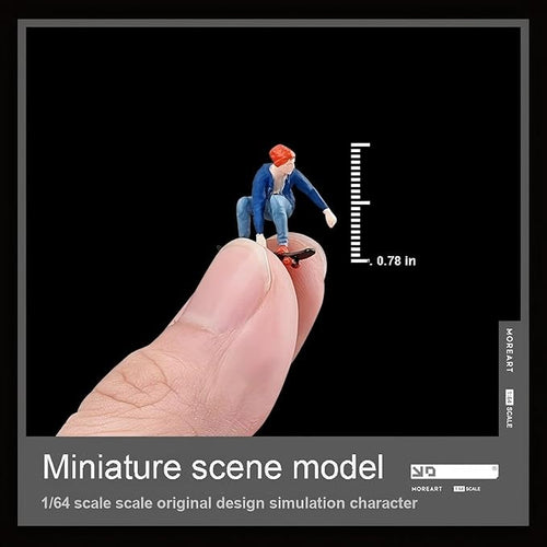 1:64 Scale Hand-Painted Resin Skateboarding Boys - HO Compatible Diorama Model for Train Scenes, Architectural Displays, Collectors & Hobbyists