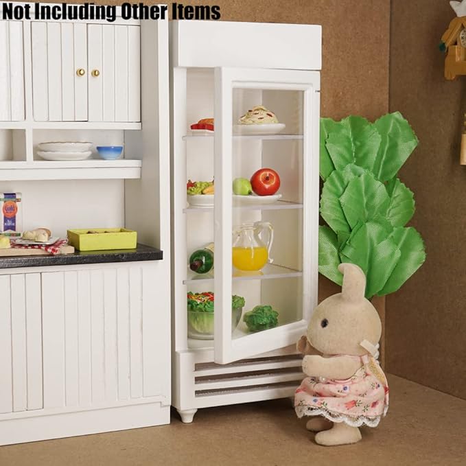 Odoria 1/12 Miniature Refrigerator Fridge Dollhouse Kitchen Furniture Accessories, White