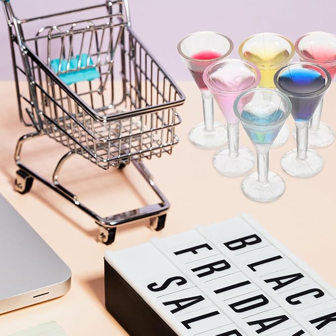 Toyvian 12pcs Miniature Cocktail Dollhouse Accessories Realistic Mini Wine Glasses for Dollhouse Decor Crafts for Boys and Girls Vibrant Colors for Miniature Displays
