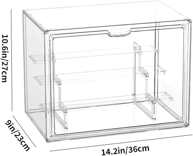 Clear Acrylic Display Case, 4 Tier Acrylic Blind Box for Figures, Dustproof Storage Organizer with Magnetic Door for Action Figures, Stackable Collectibiles Showcase for Doll Toy Car Model