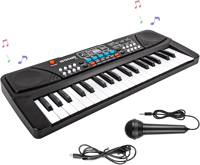 M SANMERSEN Kids Piano Keyboard, Piano for Kids with Microphone Portable Electronic Keyboards for Beginners 37 Keys Musical Toy for 3/4/5/6 Year Old Girls Boys