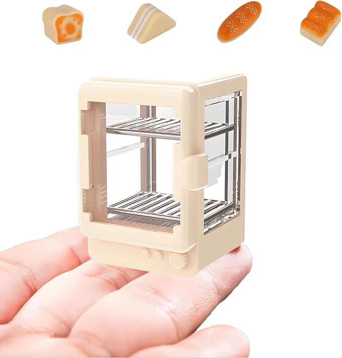 5-Piece Bakery Theme Miniature Set – 1:12 Scale Realistic Bread Box & 4 Mini Loaves – Cute Dollhouse Bakery Accessories for DIY Micro Scenes, Mini Store, Kitchen & Dining Décor & Craft Projects