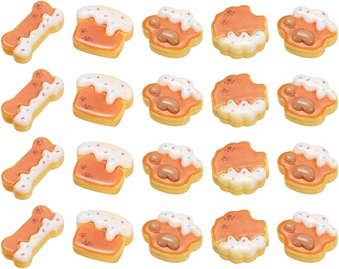 Dollhouse Miniature Food, Cute Mixed Jam Cookies Figures Toys Mini Resin Foods Trinkets for Pretend Play Kitchen Cooking Game & Doll House Decor (Mixing Colors, 20pcs)