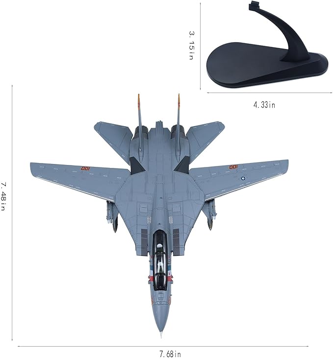 F-14 Tomcat Die-cast Airplanes-1/100 Scale VF-2 Bounty Hunters Tail Metal Aircraft Model for Collector, Aviation Enthusiast-Premium Collectiable with Display Stand
