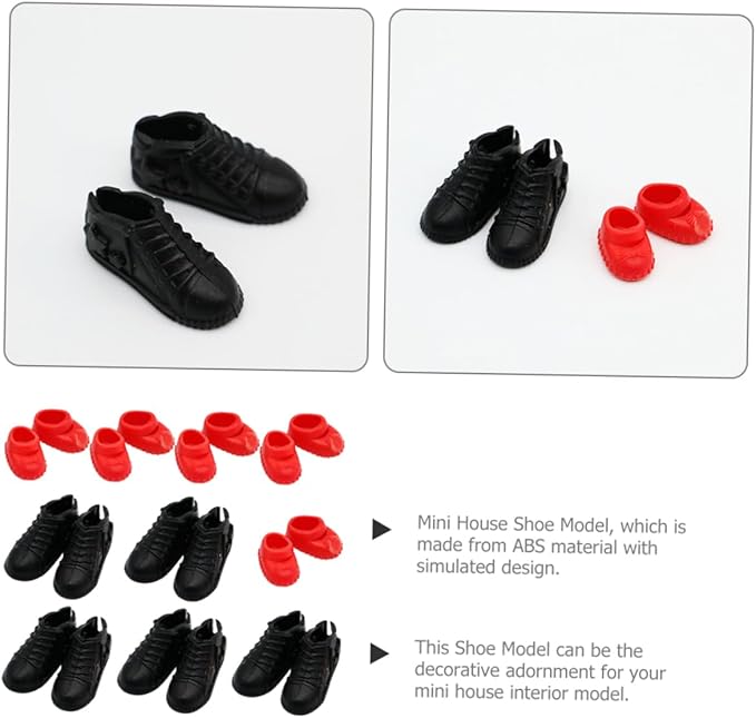 FOYTOKI Miniature Doll Shoes Set 10 Pairs 1 12 Scale Mini House Accessories Realistic Mini Shoes for Dollhouse Decoration and Craft Projects