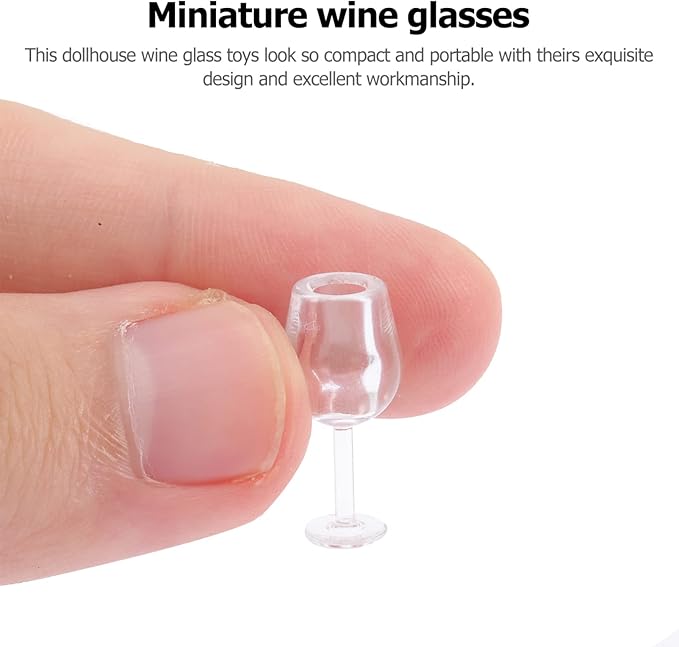 Toddmomy 10pcs 1: 12 Dollhouse Wine Glasses,Mini Dollhouse Wine Goblet Cups Miniature Red Wine Glasses for Dollhouse Kitchen Accessories