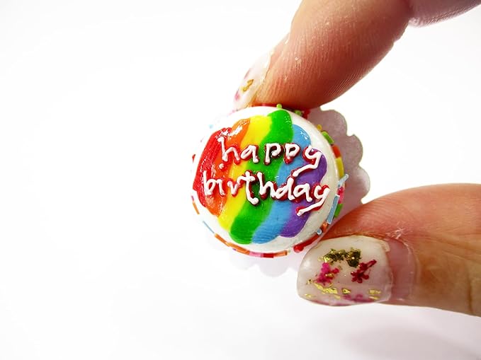 Dollhouse Rainbow Birthday Cake 2 cm Miniature 1:12 Bakery Dessert Charms 16915