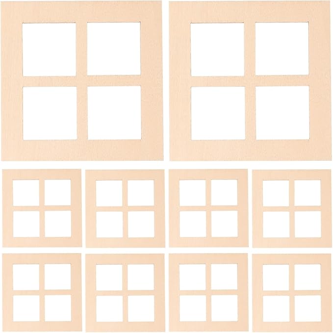 DOITOOL Dollhouse Wooden Windows 10PCS Square Miniature Window Frame Dollhouse Furniture Mini Window Tiny Wooden Window Models Dollhouse Accessories for Dolls Houses Decoration - 7cm