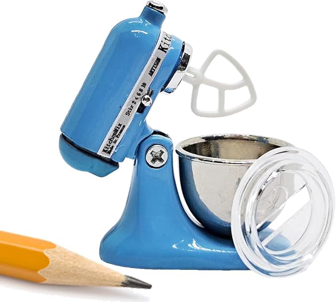 ChangThai Design Tiny 1¼" High Blue Bread Dough Mixer Kneader Machine Movable Figurine Steel and Resin Miniature Decoration Accessories Replica Decorative Collectible Figurines Home Décor Gifts