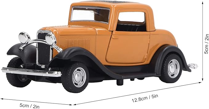 Classic Vintage Alloy Car Model Opened Doors Retro Antique Pullback Toy 1:32 for Playtime Education (Yellow)