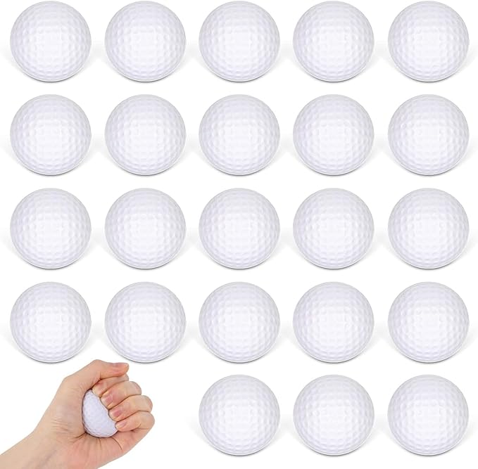 LovesTown 24PCS Golf Stress Ball, Foam Practice Balls, Party Decorations, White Squeeze Balls for Kids, Indoor Outdoor Party Favors
